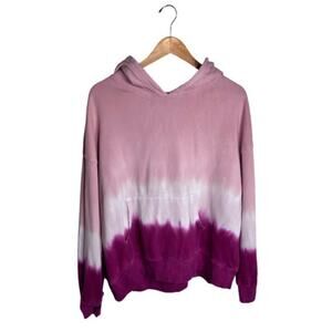Wild Fox Olivia Hoodie Pink Tie Dye Size XL Kangaroo Pocket Grunge Cotton